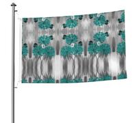 Drapeau double face gris bleu sarcelle avec œillets - 1,5 x 2,4 m - Drapeau décoratif pour patio, porche, événement de groupe.