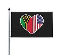 Drapeau Double face I Love America et Vanuatu, bannières durables pour l'extérieur, 3x5 pieds, drapeaux décoratifs pour patio et intérieur, drapeaux amusants 3by5 pour fête à domicile