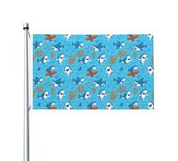 Drapeau double face imprimé baleine sous-marine pour intérieur ou extérieur - Pour printemps, été, automne, hiver