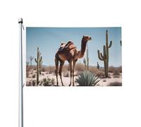 Drapeau double face imprimé chameau désert, 0,9 x 1,5 m, léger et résistant aux couleurs avec boutonnières, idéal pour les fêtes en plein air et les jardins.