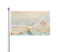 Drapeau double face imprimé étoile de mer de plage 0,9 x 1,5 m, léger et résistant aux couleurs avec boutonnières, idéal pour les fêtes en plein air et les jardins.