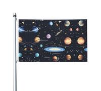 Drapeau double face imprimé famille solaire - 0,9 x 1,5 m, convient pour une utilisation en intérieur et en extérieur, fête, événement, décoration d'intérieur (sans poteau)