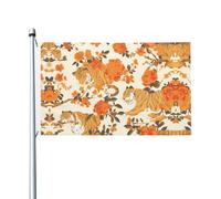 Drapeau double face imprimé fleurs et bêtes avec œillets pour décoration de fête et patio - 0,9 x 1,5 m