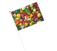 Drapeau double face imprimé fruits et légumes frais - Pour intérieur et extérieur - Pour sports et festivals