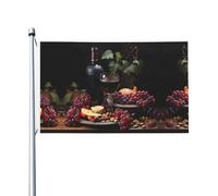 Drapeau double face imprimé fruits et vins (91,4 x 152,4 cm), grand drapeau de jardin, décoration extérieure festive
