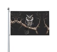 Drapeau double face imprimé hibou fin de nuit - 0,9 x 1,5 m, convient pour une utilisation en intérieur et en extérieur, festif/événement/décoration d'intérieur (sans poteau)