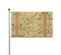 Drapeau double face imprimé labyrinthe au trésor - 0,9 x 1,5 m, convient pour une utilisation en intérieur et en extérieur, fête, événement, décoration d'intérieur (sans poteau)