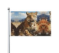 Drapeau double face imprimé léopard à la recherche d'une proie - 0,9 x 1,5 m (sans poteau), convient pour une utilisation en intérieur et en extérieur, fête, événement, décoration d'intérieur