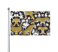 Drapeau double face imprimé léopard jaune 0,9 x 1,5 m avec œillets pour décoration de fête et patio