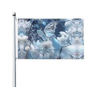 Drapeau double face imprimé papillon flottant (91,4 x 152,4 cm), grand drapeau de jardin, décoration extérieure festive