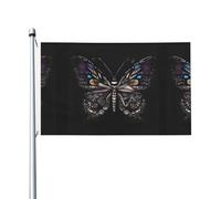 Drapeau double face imprimé papillon scientifique - 0,9 x 1,5 m, convient pour une utilisation en intérieur et en extérieur, fête, événement, décoration d'intérieur (sans poteau)