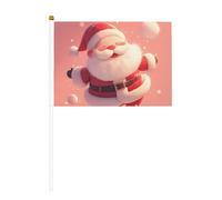 Drapeau double face imprimé Père Noël mignon à la main pour l'extérieur et l'intérieur