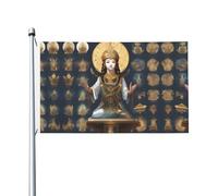 Drapeau double face imprimé Statue de Dieu - 0,9 x 1,5 m, convient pour une utilisation en intérieur et en extérieur, festif/événement/décoration d'intérieur (sans poteau)