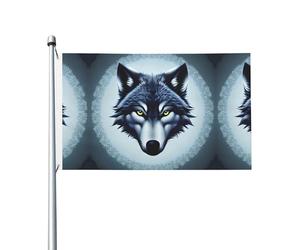 Drapeau double face imprimé tête de loup féroce - 0,9 x 1,5 m, convient pour une utilisation en intérieur et en extérieur, festif/événement/décoration d'intérieur (sans poteau)