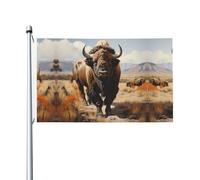 Drapeau double face imprimé troupeau de bisons d'Amérique du Nord - 0,9 x 1,5 m (sans poteau), convient pour l'intérieur et l'extérieur, les fêtes, les événements, la décoration d'intérieur