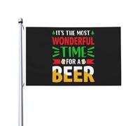 Drapeau double face « It's The Wonderful Time For A Beer » durable pour l'extérieur, 0,9 x 1,5 m, bannières décoratives pour patio et intérieur, drapeaux amusants 3by5 pour fête à la maison