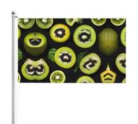 Drapeau double face kiwi vert 0,9 x 1,5 m. Drapeau d'extérieur lourd triple couche double face, bannière de jardin en polyester.