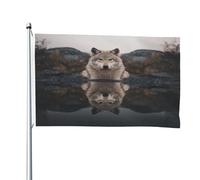 Drapeau double face Le loup au bord de la rivière - 1,2 x 1,8 m - Bannière robuste d'extérieur et de jardin, parfaite pour la chambre à coucher et le jardin