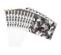 Drapeau double face léger imprimé camouflage noir, gris, blanc