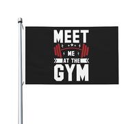 Drapeau double face Meet Me At The Gym, bannières durables pour l'extérieur, 3x5 pieds, drapeaux décoratifs pour patio et intérieur, drapeaux amusants 3by5 pour fête à domicile