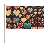 Drapeau double face motif cœur écrasé 90 x 152 cm Drapeau d'extérieur lourd triple couche double face 91 x 152 cm Bannière de jardin en polyester