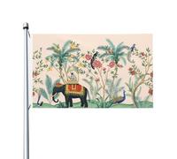 Drapeau double face motif éléphant tropical 3x5, décoration de jardin, fournitures de fête, décoration murale, toile de fond pour extérieur, intérieur, maison, jardin, pelouse, garage