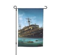 Drapeau double face pour bateau de croisière abandonné en mer, drapeau de jardin de ferme, vacances, cour, 30,5 x 45,7 cm, bannière saisonnière pour printemps, été, pelouse, porche, décoration