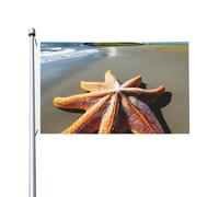 Drapeau double face pour extérieur et intérieur avec motif étoile de mer, phare, pour jardin, cour, extérieur, bannière décorative, taille 0,9 x 1,5 m