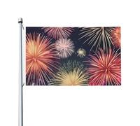 Drapeau double face pour extérieur et intérieur - Motif feux d'artifice - Bannière décorative de jardin et cour - Taille 0,9 x 1,5 m