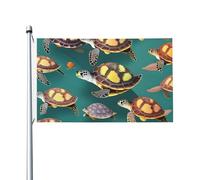 Drapeau double face pour extérieur et intérieur - Motif tortues de mer - Pour jardin, cour - Bannière décorative - Taille 0,9 x 1,5 m