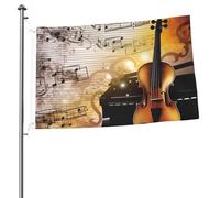 Drapeau double face pour extérieur, piano, violon, notes de musique, bannières amusantes de bienvenue pour la maison, le jardin, la cour, la pelouse, décoration d'intérieur/extérieur, bannière de