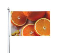 Drapeau double face pour intérieur et extérieur - Imprimé fruits orange frais - Bannière décorative de jardin - Taille 0,9 x 1,5 m