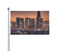 Drapeau double face pour intérieur et extérieur - Motif horizon de Los Angeles - Pour jardin, cour - Bannière décorative - Taille 0,9 x 1,5 m