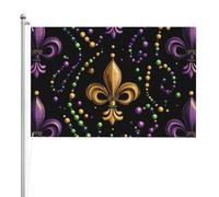 Drapeau double face pour le carnaval du Mardi Gras, polyester résistant aux intempéries avec couleurs vives pour jardin, cour, terrasse ou maison