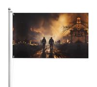 Drapeau double face pour les pompiers de lutte contre les incendies - 91 x 152 cm - Drapeau d'extérieur épais triple couche double face - Bannière de jardin en polyester