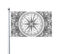 Drapeau double face représentant une rose des vents et une boussole, idéal pour l'extérieur (3 x 5 pouces), idéal pour décorer une chambre, un jardin ou une pelouse. Décoration murale pour fête, intér
