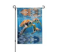 Drapeau double face résistant aux intempéries Tortues de mer 71 x 102 cm, bannière décorative saisonnière pour jardin, cour et porche