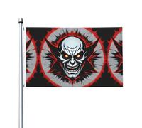 Drapeau double face rouge et noir avec imprimé fantôme maléfique de 0,9 x 1,5 m, léger et inaltérable avec boutonnières, idéal pour les fêtes en plein air et les jardins.