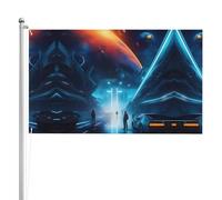 Drapeau double face Science Fiction Future 0,9 x 1,5 m Drapeau extérieur lourd triple couche double face Bannière de jardin en polyester