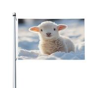 Drapeau double face Sheep in the Snow de 0,9 x 1,5 m - Bannière robuste pour décoration extérieure et de jardin, impression double face, facile à installer