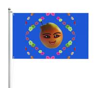 Drapeau double face Smiley jaune poire 0,9 x 1,5 m. Drapeau d'extérieur lourd triple couche double face, bannière de jardin en polyester.