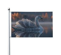 Drapeau double face Swan on the Lake 0,9 x 1,5 m - Bannière robuste d'extérieur et de jardin, parfaite pour chambre à coucher et jardin