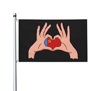 Drapeau double face tenant l'amour dans vos mains de la République socialiste fédérative soviétique de Russie Drapeau durable pour l'extérieur 0,9 x 1,5 m Bannières décoratives pour patio et intérieur