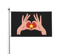 Drapeau double face tenant l'amour dans vos mains du nord du Vietnam, bannières durables pour l'extérieur, 3 x 5 pieds, drapeaux décoratifs pour patio et intérieur, drapeaux amusants 3by5 pour fête à