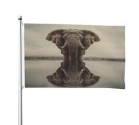 Drapeau double face « The Elephant by the River » de 1,2 x 1,8 m - Bannière robuste d'extérieur et de jardin, parfaite pour la chambre à coucher et le jardin