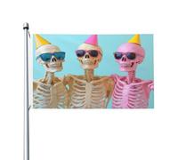Drapeau double face The Happiness of Skeleton de 0,9 x 1,5 m - Bannière robuste d'extérieur et de jardin, parfaite pour la chambre à coucher et le jardin