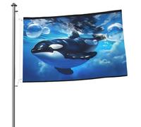 Drapeau double face The Killer Whale in the sea 2x3 - Bannière d'extérieur robuste et décorative, idéale pour le jardin, la chambre et la décoration de fête