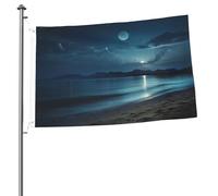 Drapeau double face « The Seaside at Night » de 5,1 x 7,6 cm - Bannière d'extérieur robuste et décorative, idéale pour le jardin, la chambre et la décoration de fête