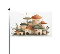 Drapeau double face The Secret of Mushroom House de 0,9 x 1,5 m - Bannière robuste d'extérieur et de jardin, parfaite pour la chambre à coucher et le jardin