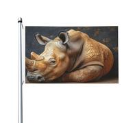 Drapeau double face The Secret of Rhinoceros de 0,9 x 1,5 m - Bannière robuste d'extérieur et de jardin, parfaite pour la chambre à coucher et le jardin